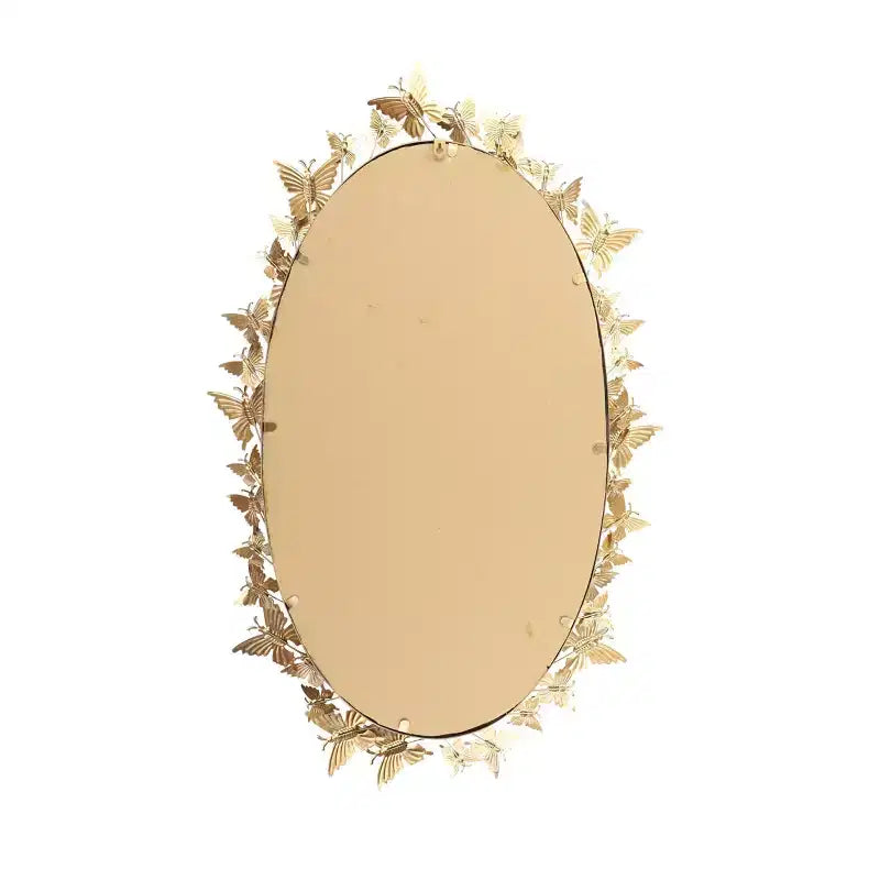 Glam Metal Butterfly Wall Mirror Gold - Olivia & May: Iron Frame, Round Shape, No Assembly Required