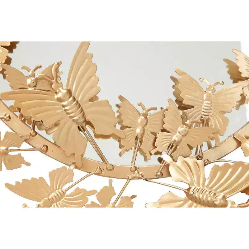 Glam Metal Butterfly Wall Mirror Gold - Olivia & May: Iron Frame, Round Shape, No Assembly Required