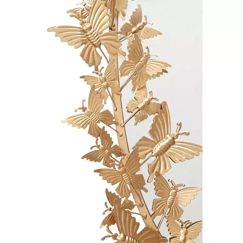 Glam Metal Butterfly Wall Mirror Gold - Olivia & May: Iron Frame, Round Shape, No Assembly Required