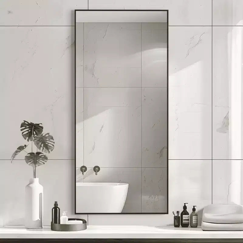 MAYEERTY Hanging Mirror Aluminum Alloy Thin Edge Right Angle Rectangle