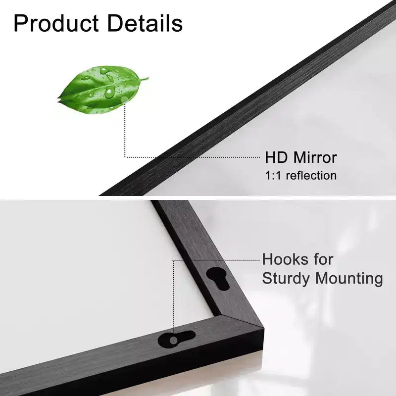 MAYEERTY Hanging Mirror Aluminum Alloy Thin Edge Right Angle Rectangle