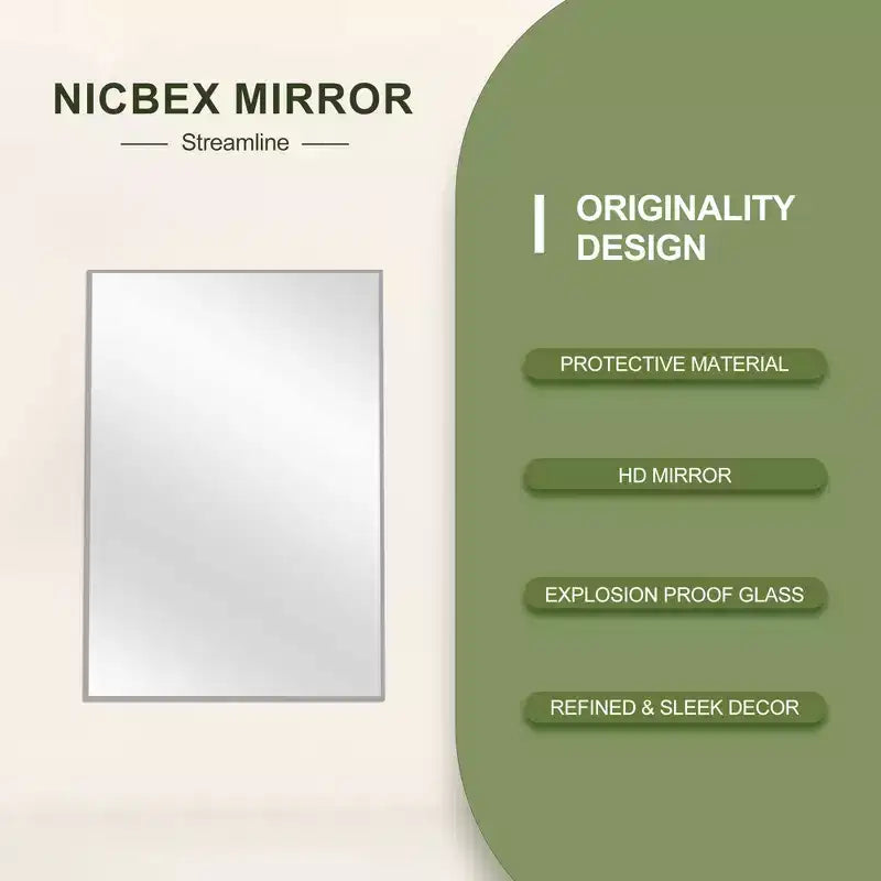 MAYEERTY Hanging Mirror Aluminum Alloy Thin Edge Right Angle Rectangle