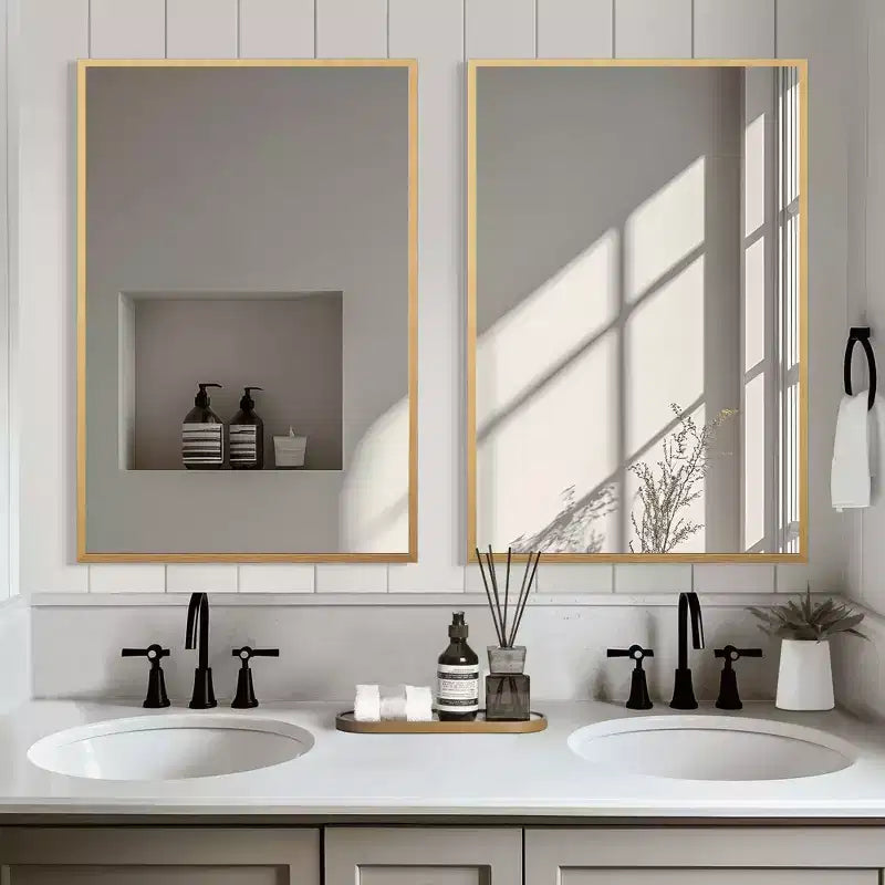 MAYEERTY Hanging Mirror Aluminum Alloy Thin Edge Right Angle Rectangle