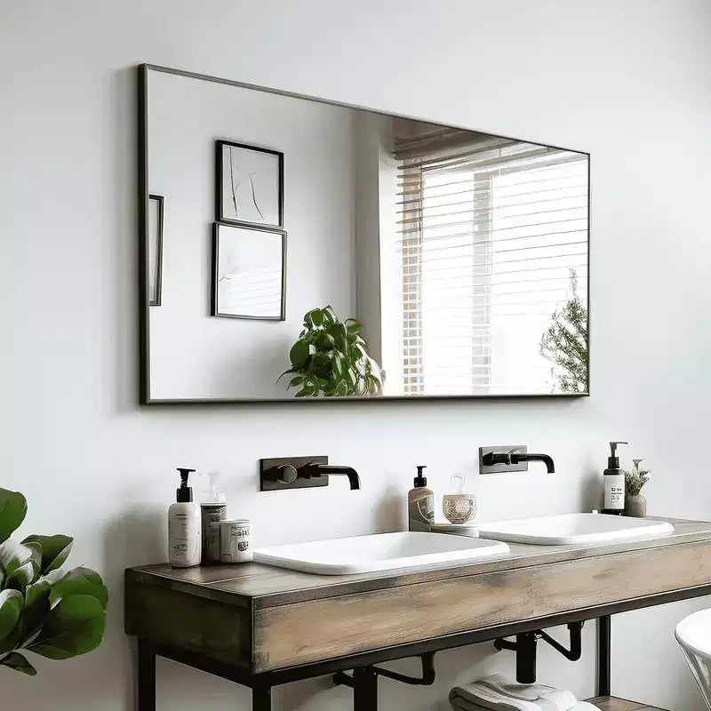MAYEERTY Hanging Mirror Aluminum Alloy Thin Edge Right Angle Rectangle
