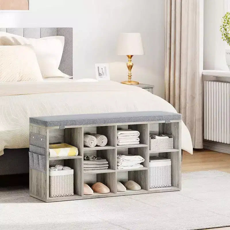 Shoe Cabinet with Removable Cushion - 3-Tier Storage Organizer with Adjustable Shelves