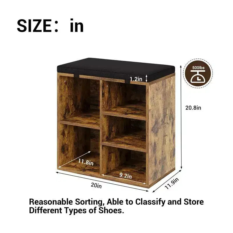 Shoe Cabinet with Removable Cushion - 3-Tier Storage Organizer with Adjustable Shelves