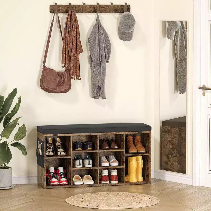Shoe Cabinet with Removable Cushion - 3-Tier Storage Organizer with Adjustable Shelves