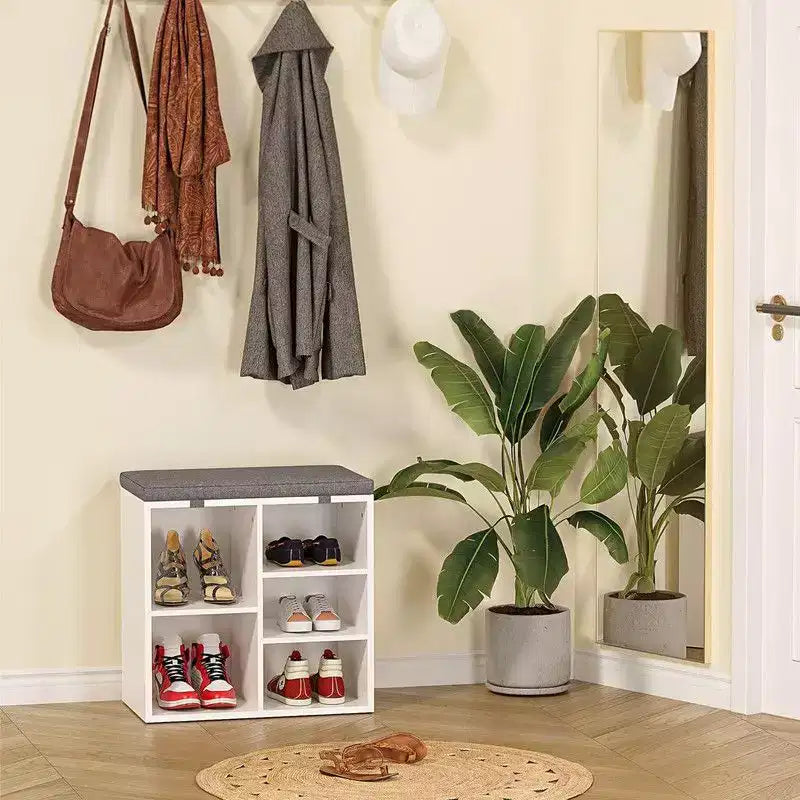 Shoe Cabinet with Removable Cushion - 3-Tier Storage Organizer with Adjustable Shelves