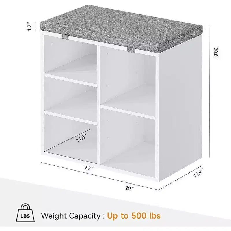 Shoe Cabinet with Removable Cushion - 3-Tier Storage Organizer with Adjustable Shelves