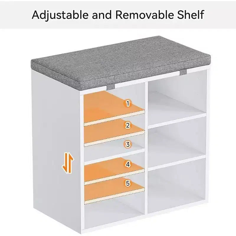 Shoe Cabinet with Removable Cushion - 3-Tier Storage Organizer with Adjustable Shelves