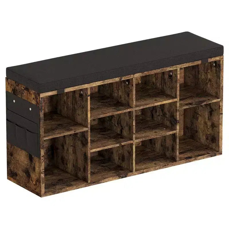 Shoe Cabinet with Removable Cushion - 3-Tier Storage Organizer with Adjustable Shelves