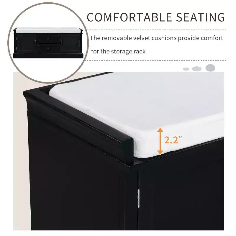 GDFStudio Frances Storage Shoe Bench with Drawers and Cabinets