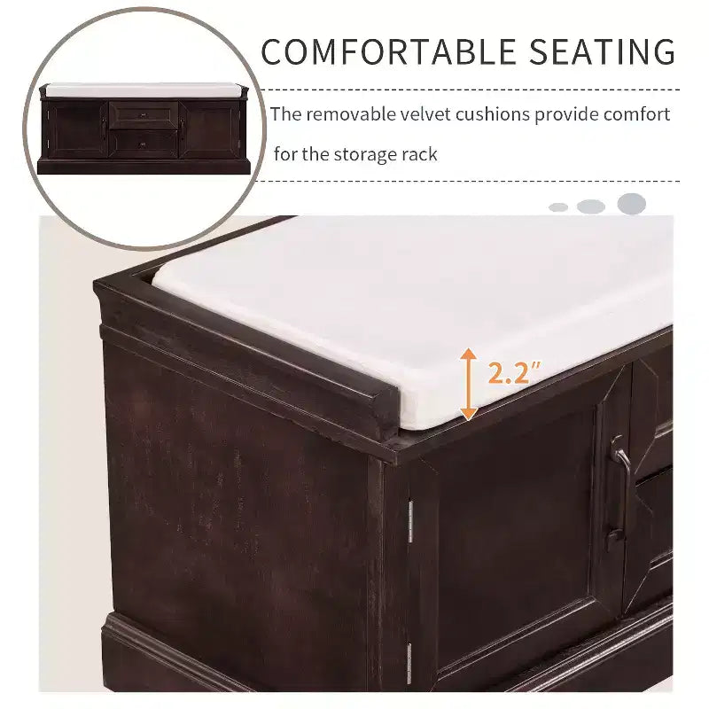 GDFStudio Frances Storage Shoe Bench with Drawers and Cabinets