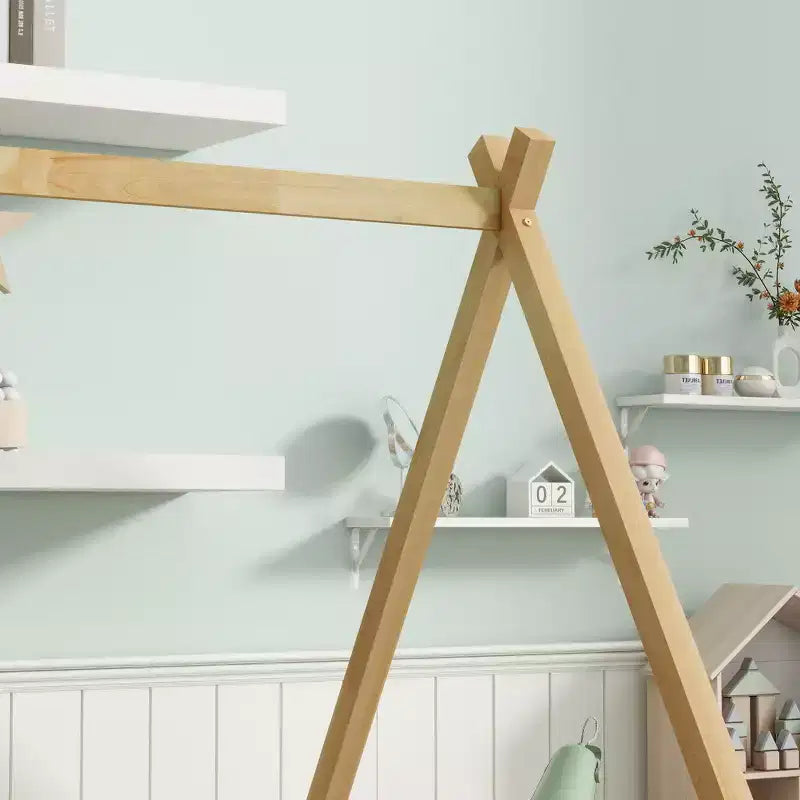 Tent-shaped Twin/Full Floor Bed Frame with Guardrails - ModernLuxe