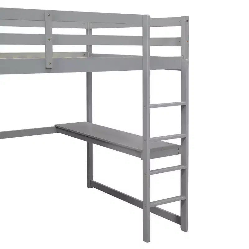 Full Size Loft Bed with Wardrobe and Desk, Wood Loft Bed Frame with Storage Shelves and Drawers for Kids Teens Adults