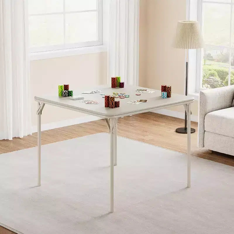 Acekool 33.6 Inch Folding Card Table with PU Soft Cushion, Portable Square Metal Table for Living Room, Office, Bedroom Foldable & Compact Design