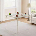 Acekool 33.6 Inch Folding Card Table with PU Soft Cushion, Portable Square Metal Table for Living Room, Office, Bedroom Foldable & Compact Design
