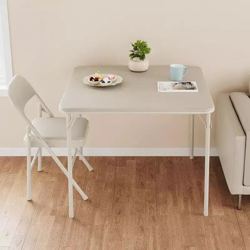 Acekool 33.6 Inch Folding Card Table with PU Soft Cushion, Portable Square Metal Table for Living Room, Office, Bedroom Foldable & Compact Design
