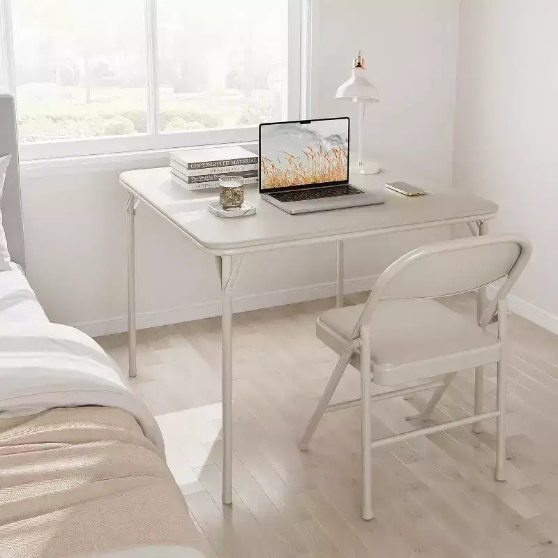 Acekool 33.6 Inch Folding Card Table with PU Soft Cushion, Portable Square Metal Table for Living Room, Office, Bedroom Foldable & Compact Design