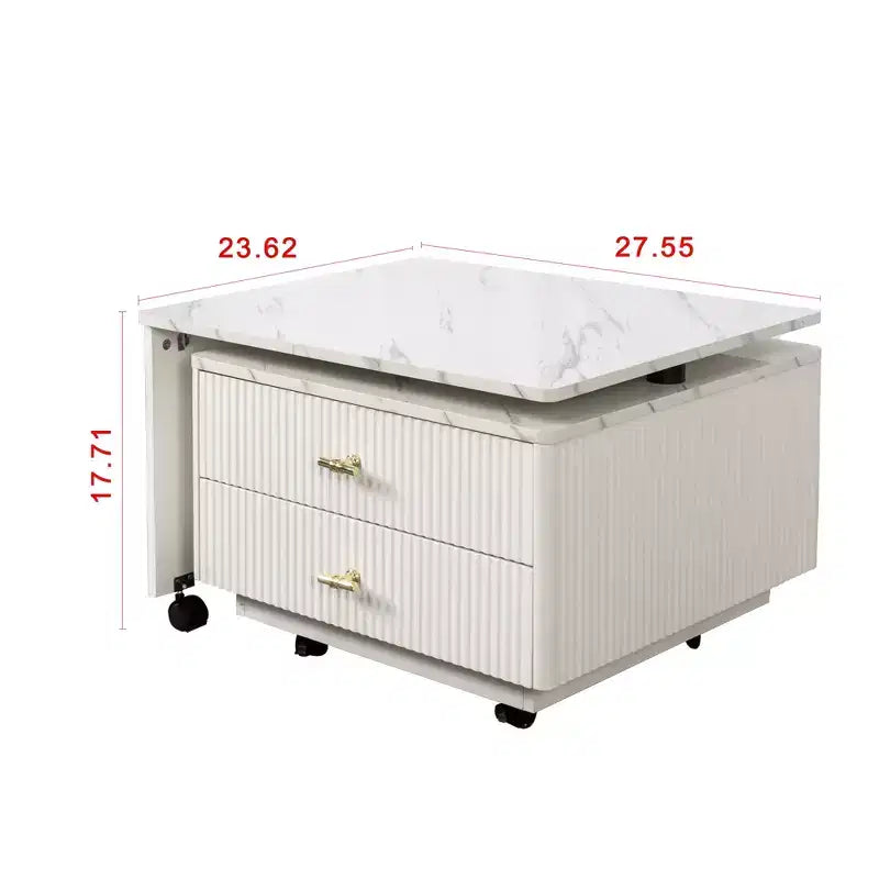 GDFStudio Cyralis Modern Extendable Reversible Storage Coffee Table with 2 Drawers and 6 Wheels