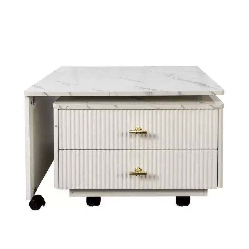 GDFStudio Cyralis Modern Extendable Reversible Storage Coffee Table with 2 Drawers and 6 Wheels