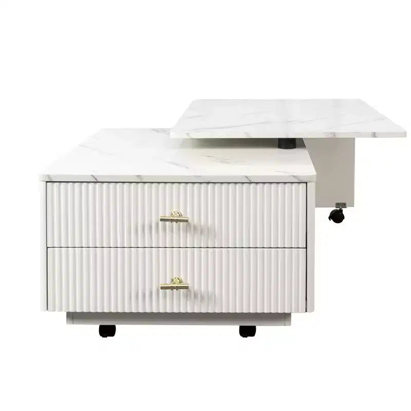 GDFStudio Cyralis Modern Extendable Reversible Storage Coffee Table with 2 Drawers and 6 Wheels