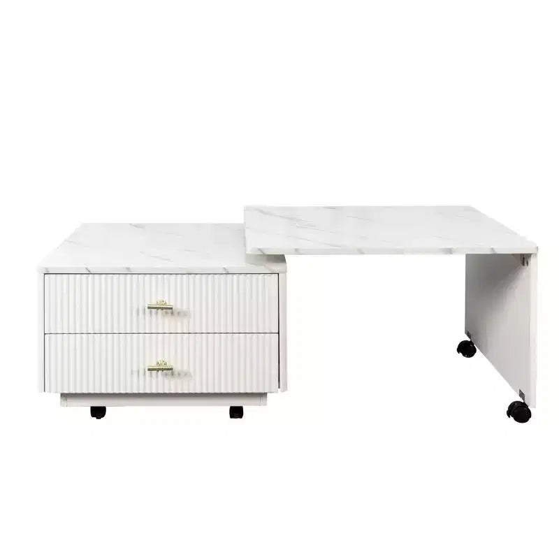 GDFStudio Cyralis Modern Extendable Reversible Storage Coffee Table with 2 Drawers and 6 Wheels