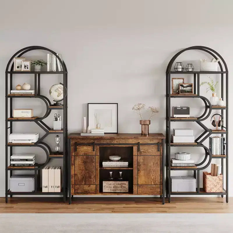 6-Tier Arched Bookshelf, 82 Tall Metal Frame Book Rack, Bookcase Display Racks with Open Storage Shelf for Bedroom, Living Room, Home Office