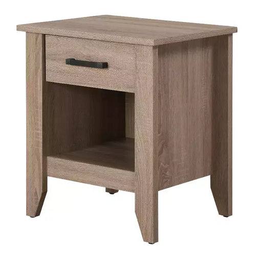 HomeStock 24 in.H x 21 in W Rectangle Brown Finish Single Drawer Wood Nighstand For Living Room and Bedroom