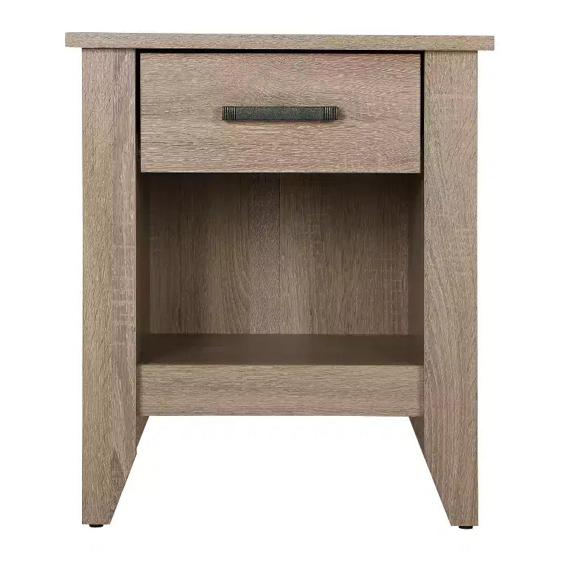 HomeStock 24 in.H x 21 in W Rectangle Brown Finish Single Drawer Wood Nighstand For Living Room and Bedroom