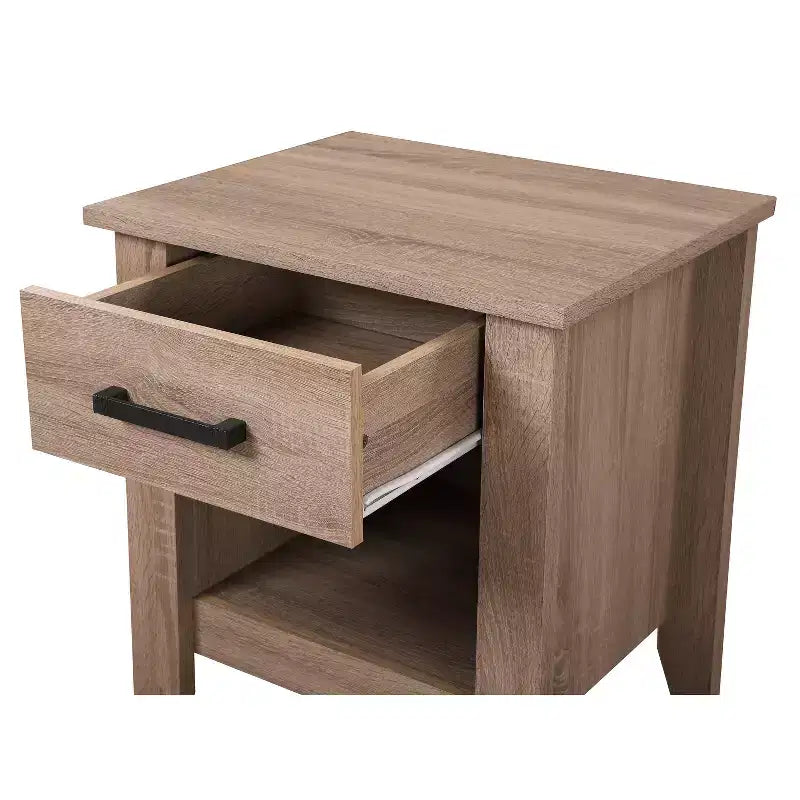 HomeStock 24 in.H x 21 in W Rectangle Brown Finish Single Drawer Wood Nighstand For Living Room and Bedroom