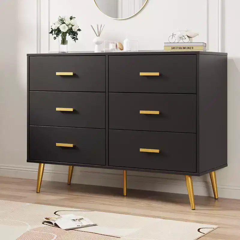6 Drawer Dresser,Modern Chest of Drawers Organizer Storage with Drawers,Large Storage Cabinet,Modern Design Dresser for Bedroom,Living Room,Porch