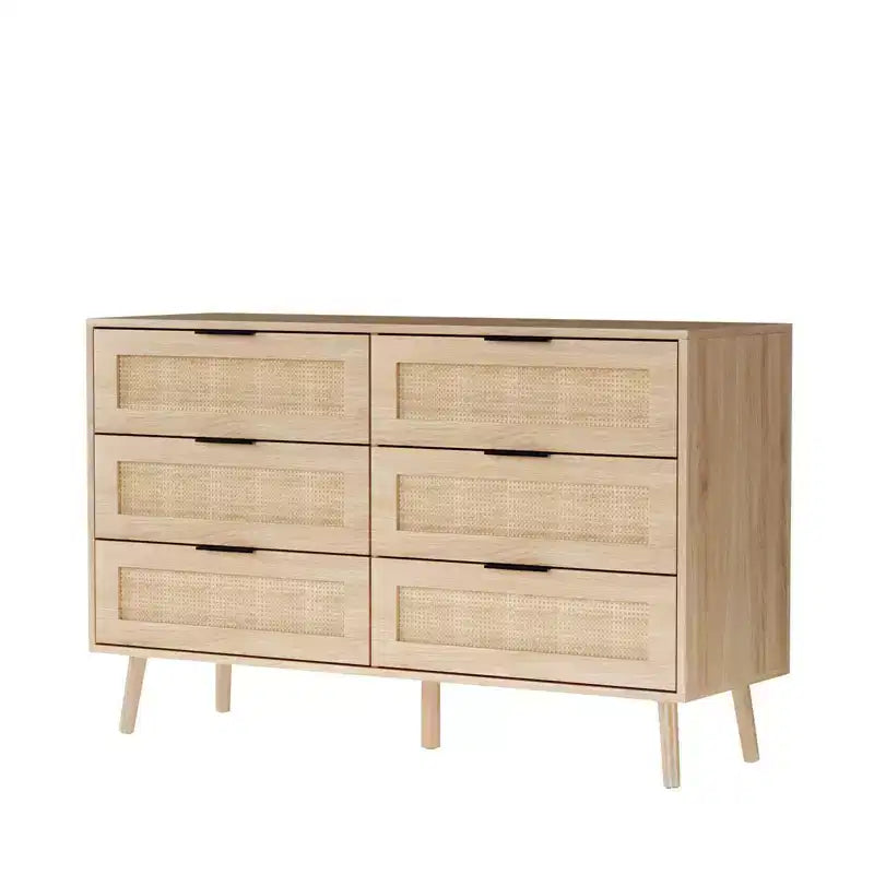 Karl Home 6-Drawer Beige MDF (Medium-Density Fiberboard) 47.24in. W Chest of Drawer