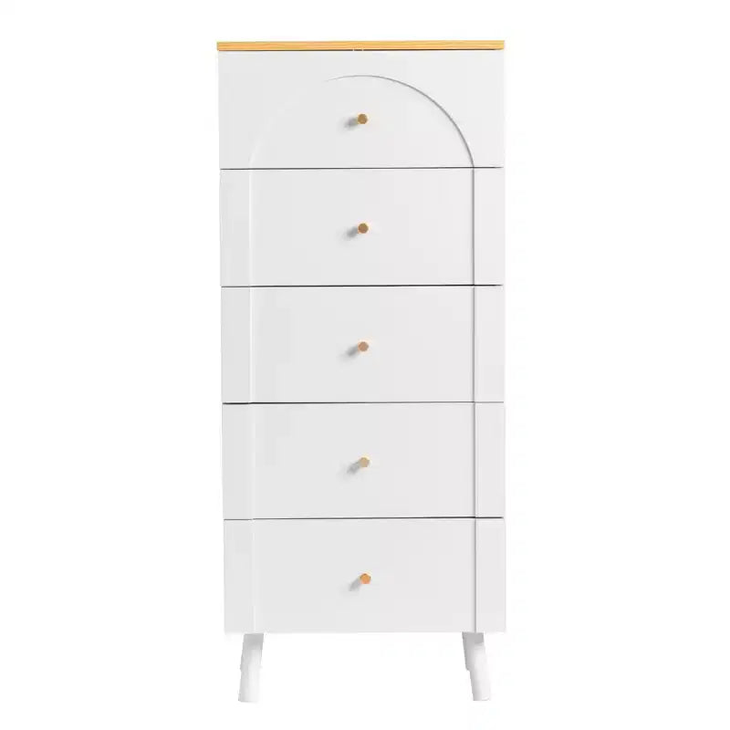Karl Home 5-Drawer White MDF (Medium-Density Fiberboard) 19.69in. W Chest of Drawer