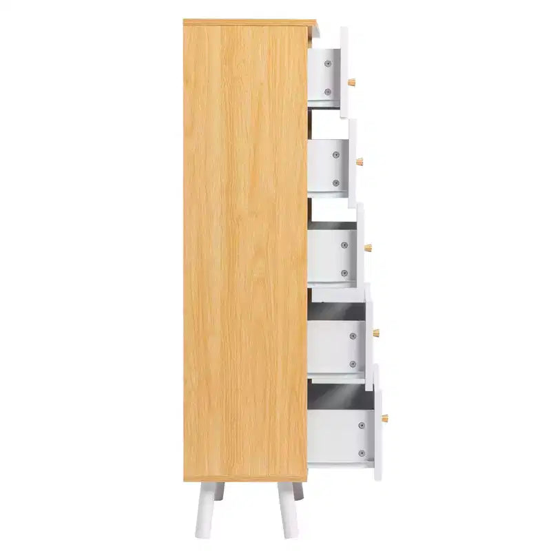 Karl Home 5-Drawer White MDF (Medium-Density Fiberboard) 19.69in. W Chest of Drawer