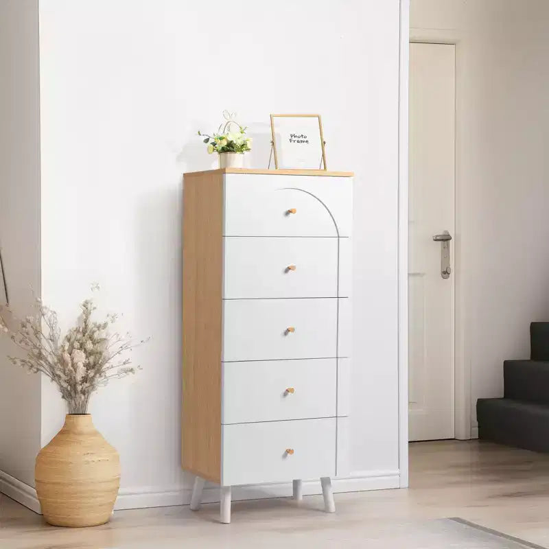 Karl Home 5-Drawer White MDF (Medium-Density Fiberboard) 19.69in. W Chest of Drawer