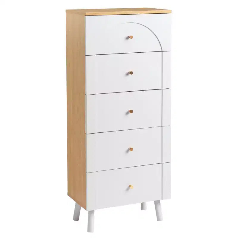 Karl Home 5-Drawer White MDF (Medium-Density Fiberboard) 19.69in. W Chest of Drawer