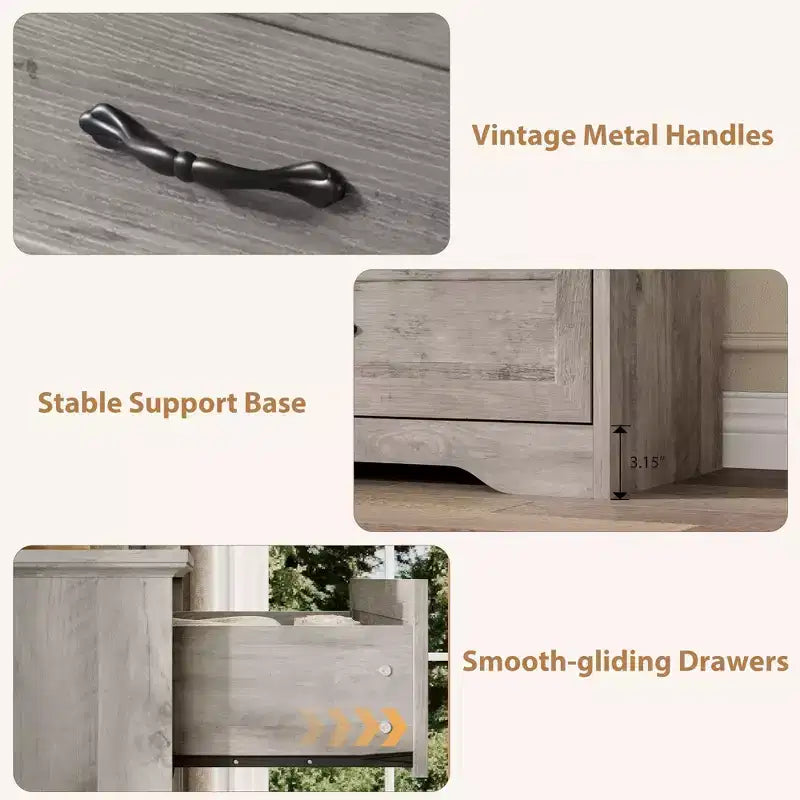 6 Drawers Dresser for Bedroom, Chest of Drawers with Wide Metal Handle, Storage Organizer Dressers