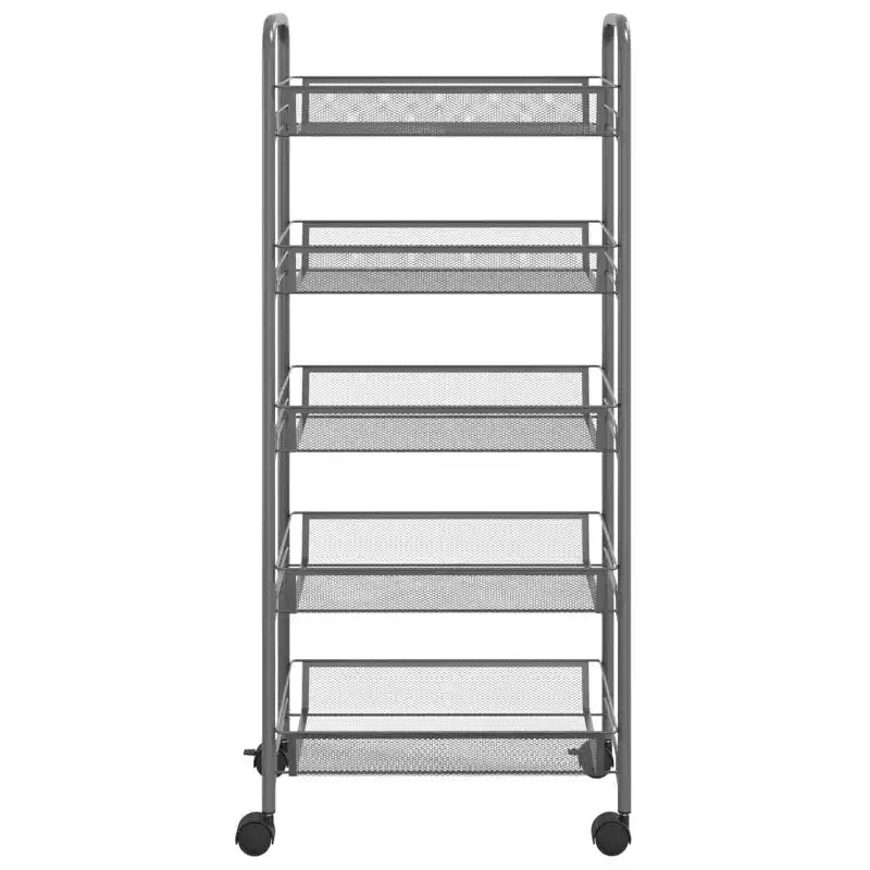 CLIHOME 5 Tier Mesh Rolling File Utility Cart Storage Basket Home Office Trolley Kitchen Pantry Organizers