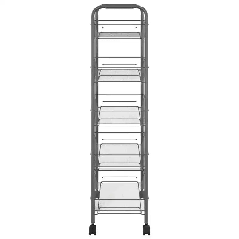 CLIHOME 5 Tier Mesh Rolling File Utility Cart Storage Basket Home Office Trolley Kitchen Pantry Organizers