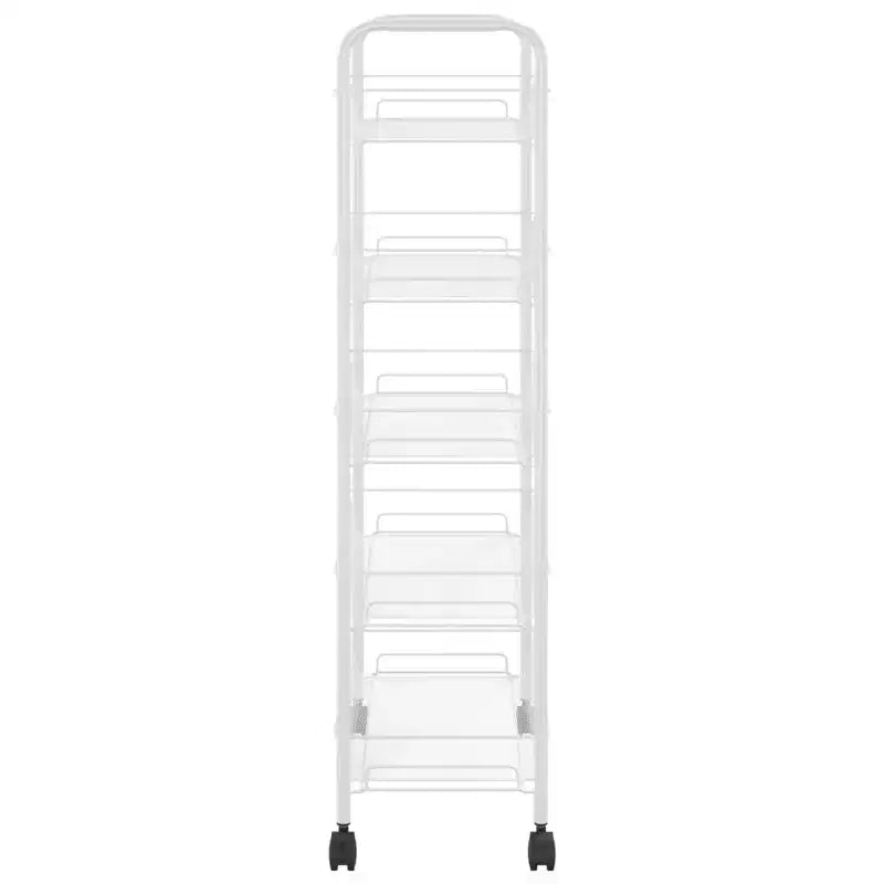 CLIHOME 5 Tier Mesh Rolling File Utility Cart Storage Basket Home Office Trolley Kitchen Pantry Organizers
