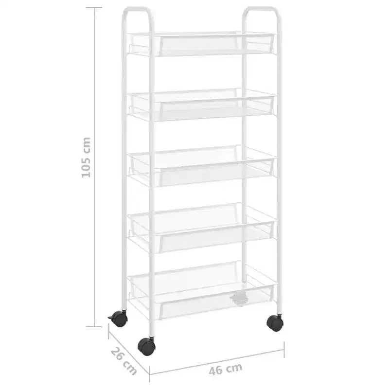 CLIHOME 5 Tier Mesh Rolling File Utility Cart Storage Basket Home Office Trolley Kitchen Pantry Organizers