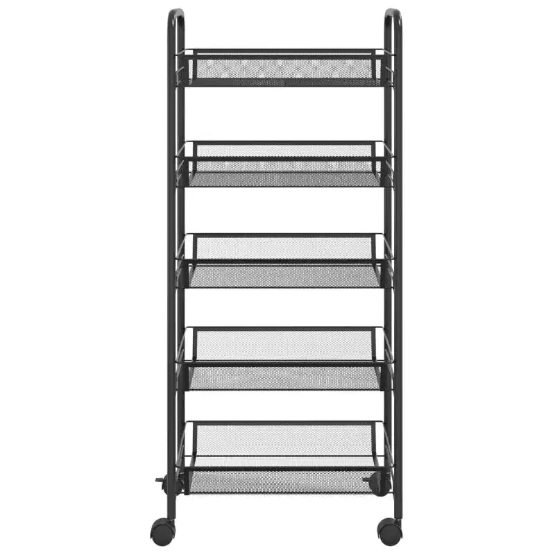 CLIHOME 5 Tier Mesh Rolling File Utility Cart Storage Basket Home Office Trolley Kitchen Pantry Organizers