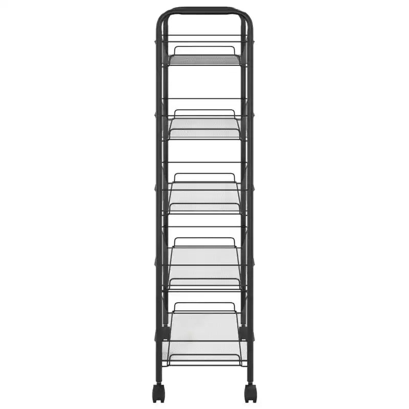 CLIHOME 5 Tier Mesh Rolling File Utility Cart Storage Basket Home Office Trolley Kitchen Pantry Organizers