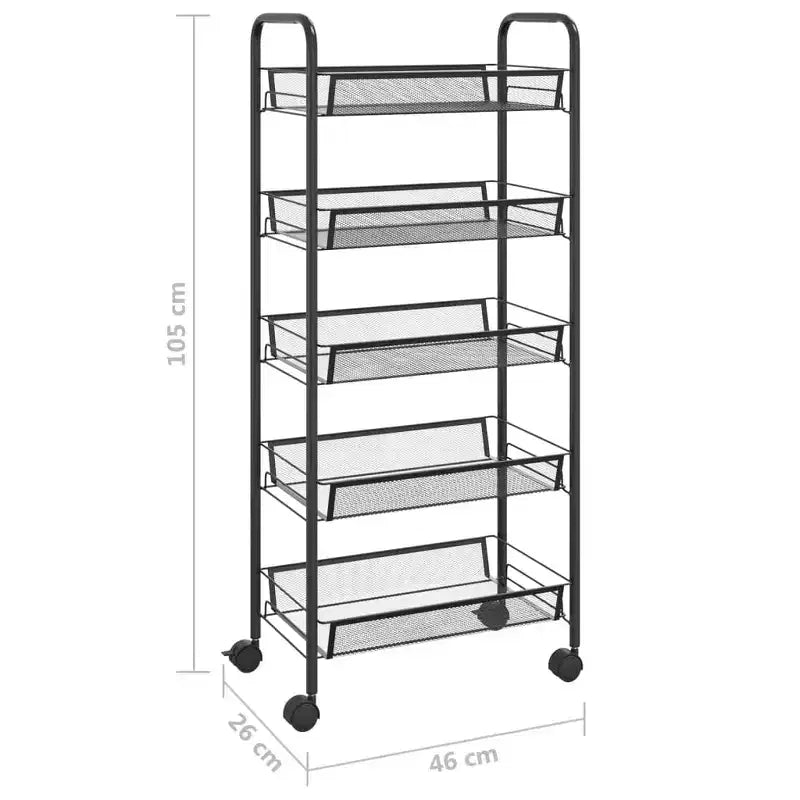 CLIHOME 5 Tier Mesh Rolling File Utility Cart Storage Basket Home Office Trolley Kitchen Pantry Organizers