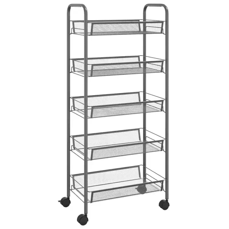 CLIHOME 5 Tier Mesh Rolling File Utility Cart Storage Basket Home Office Trolley Kitchen Pantry Organizers