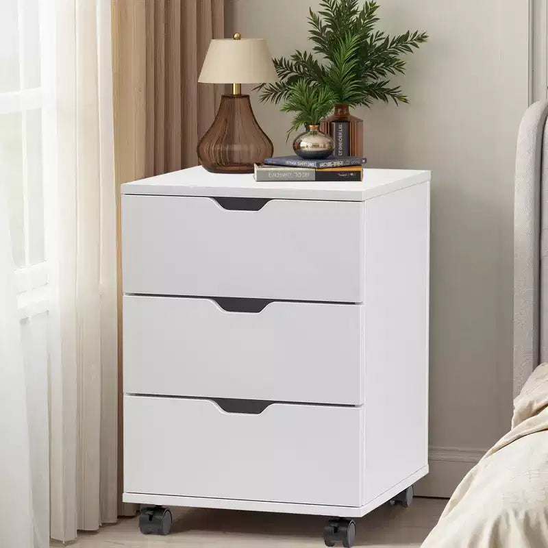 MAYEERTY 1622 Inch White 3-Drawer Vertical Wood File Cabinet - With Casters, Fully Assembled for Home Office