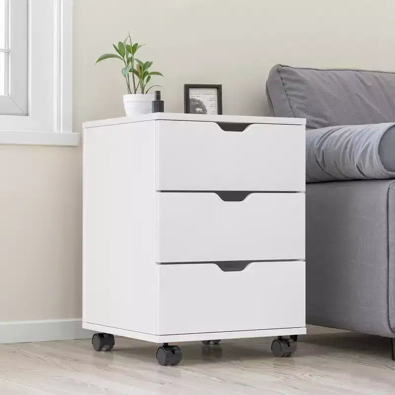 MAYEERTY 1622 Inch White 3-Drawer Vertical Wood File Cabinet - With Casters, Fully Assembled for Home Office
