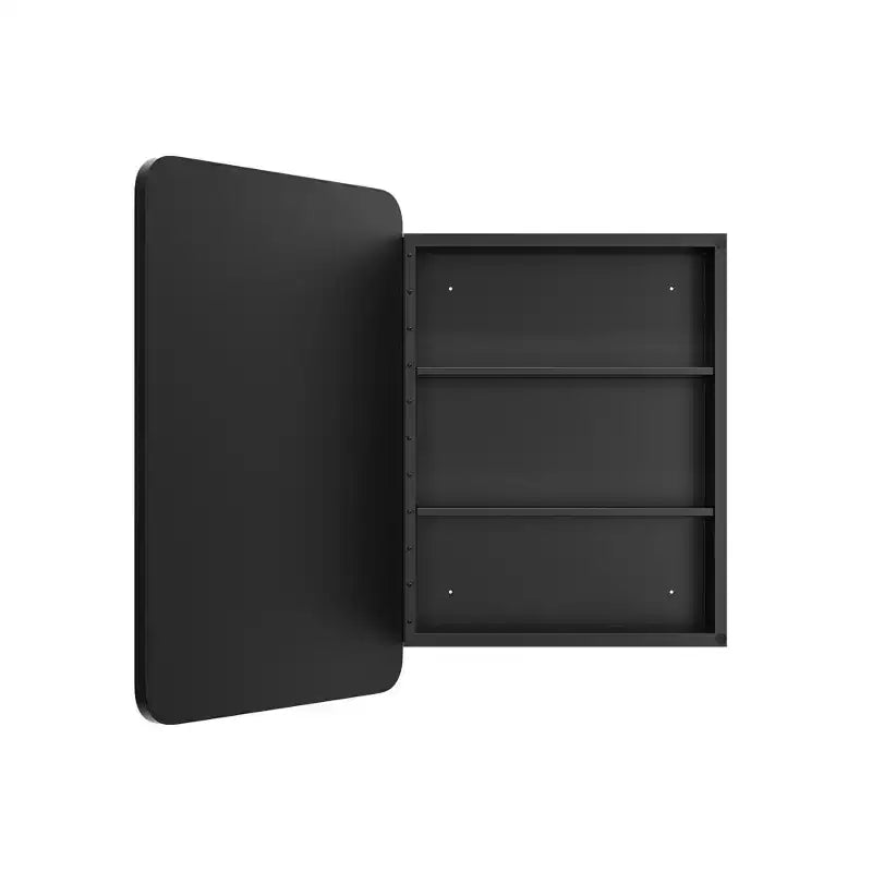 MAYEERTY 28 x 20in Modern Rectangular Bathroom Medicine Cabinets, Metal Framed Wall Mirror with Storage, Black