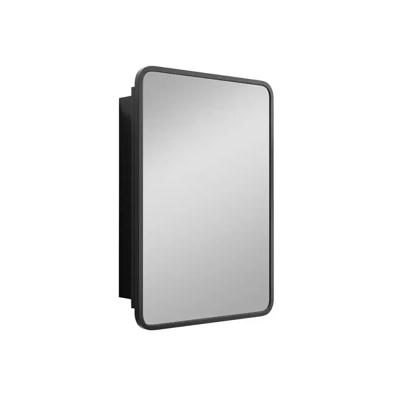 MAYEERTY 28 x 20in Modern Rectangular Bathroom Medicine Cabinets, Metal Framed Wall Mirror with Storage, Black